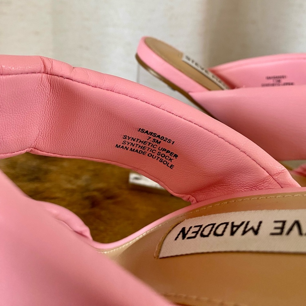 Steve Madden Isa Pink Clear Lucite Wedge Sandals Open Toe Transparent Heel 7.5 - Picture 6 of 14